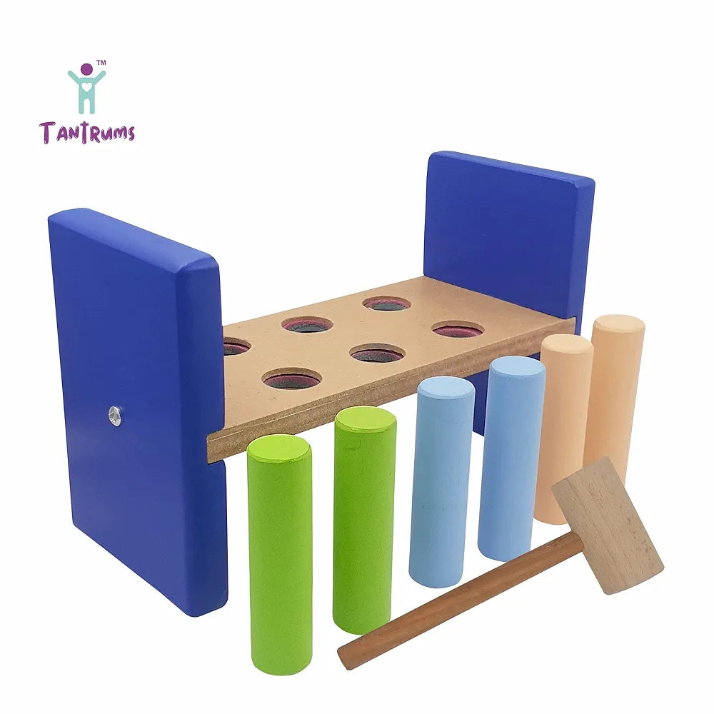 Tantrums Cobbler Bench 6 Pegs with Hammer to Build Hand Eye Concentration Motor Skills Cause and Effect  - Kids