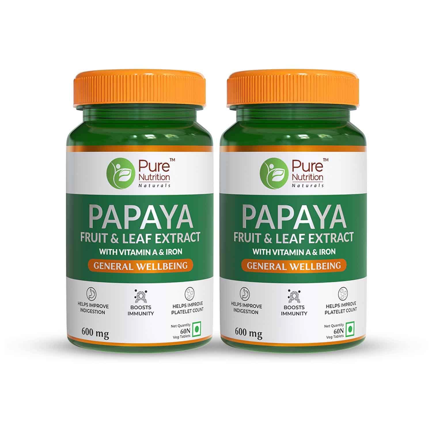 Pure Nutrition Naturals Papaya Leaf and Fruit Extract - 60 tabs
