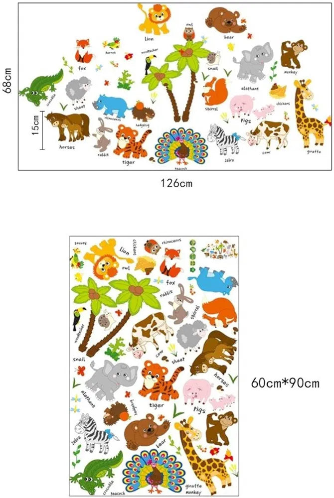 Jaamso Royals Wall Stickers for Kids Wall Stickers for Kids Room Animal Kids Education Wall Sticker