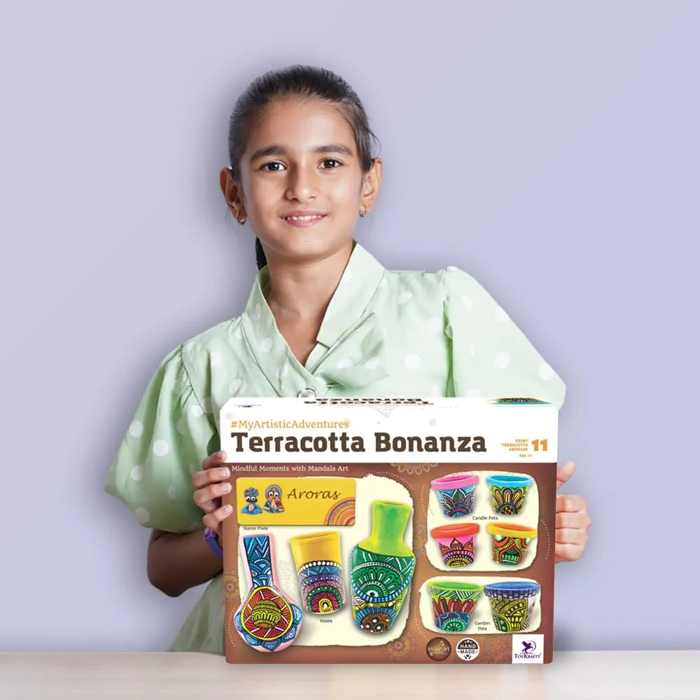 TOYKRAFTT Pot Painting Kit Mandala Designs, Art & Craft for Kids 7+ Years, Gifts for Girls Boys, Terracotta Bonanza