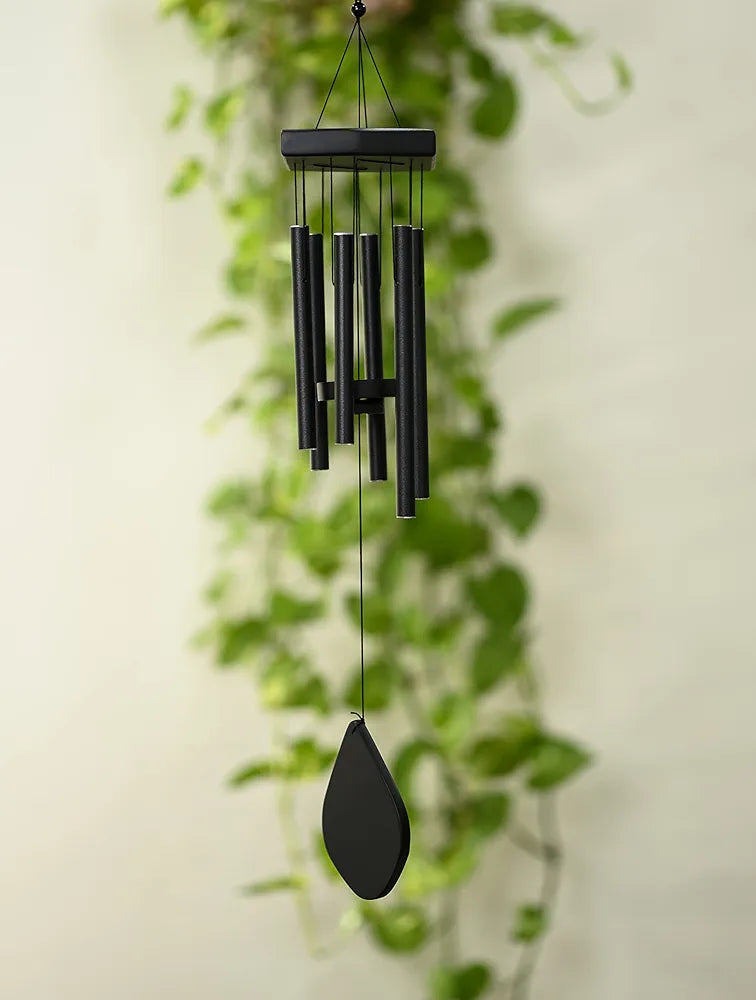 Tej Gifts Feng Shui Metal Wind Chime with 6 Black Pipes