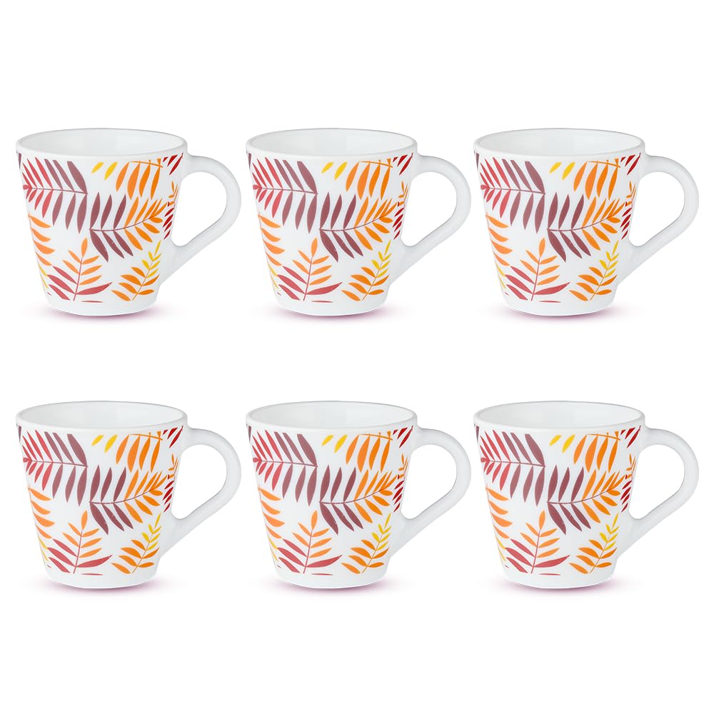 Larah by Borosil Novelty Series Costa Opalware Mug, Set of 6 Tea/coffee Mugs | 160 Ml Each