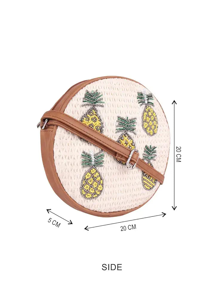 Astrid Handmade Macrame Flap Over Sling Bag For Girls And Women Colour White