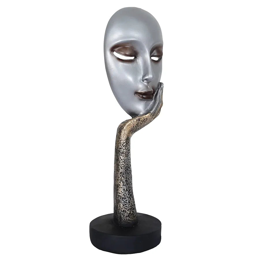 Zart Lady Face Silver Polyresin Showpiece  Use in Home Decor Gifts