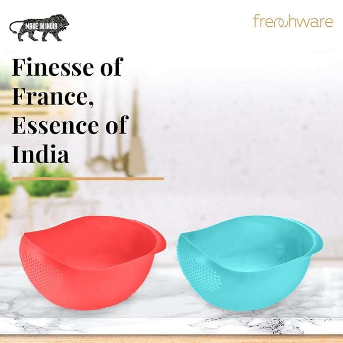 Frenchware 1 Unit Plastic Colander Bowl, Premium-grade Plastic, 100% Food Safe | Dishwasher Safe | Red Colour