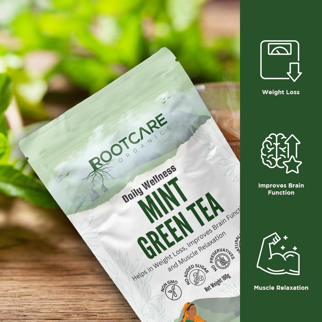 Rootcare Organics Premium Mint Green Tea - 100 gms