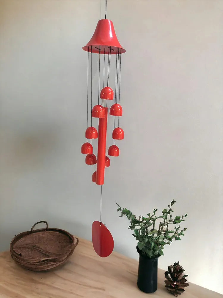 Paradigm Pictures 10 Bells Wind Chime for Home Decor Good Luck Red