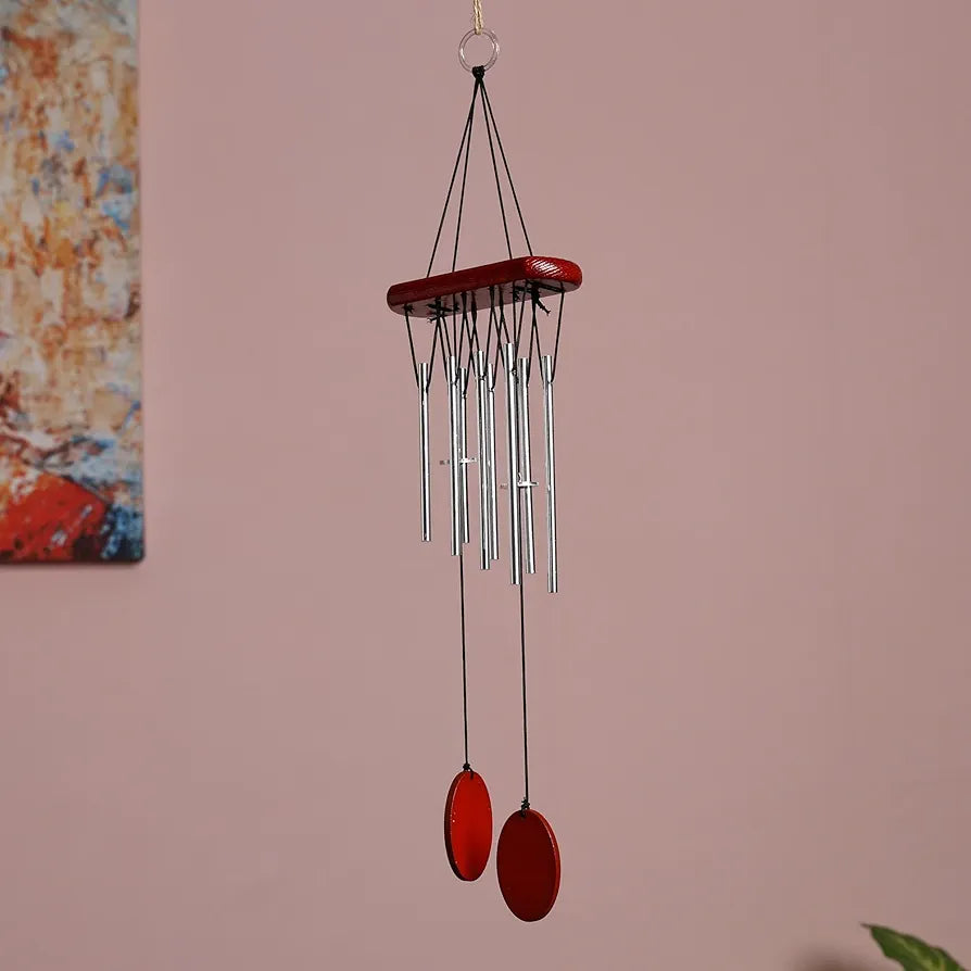 sculpmart Wood Wind Chimes Red 8-Pipe