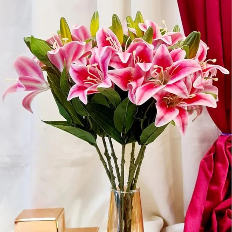 Lily Artificial Flowers Sticks Red