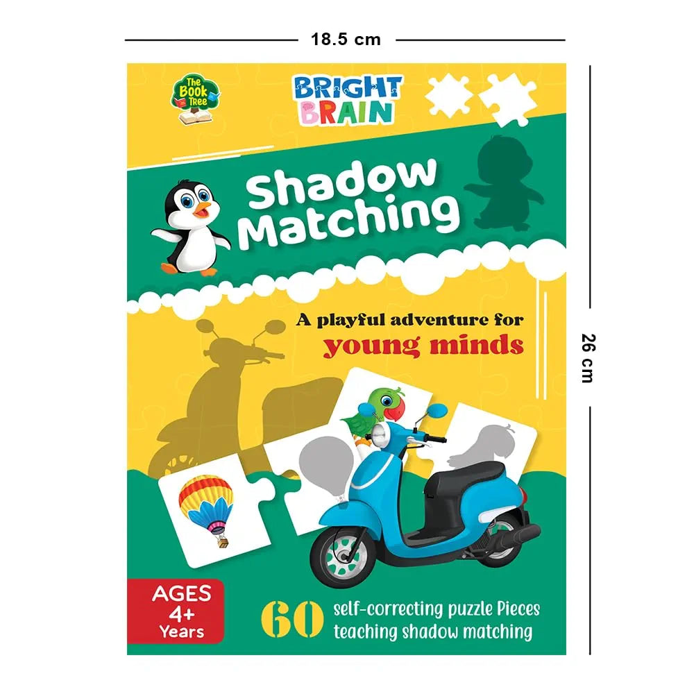 The Book Tree Bright Brain Shadow Matching 60  Piece Jigsaw Puzzle for Preschoolers, Educational Toy for Learning Matching Pictures, Gifts for Kids Ages 3 to 6 by Majestic Book Club