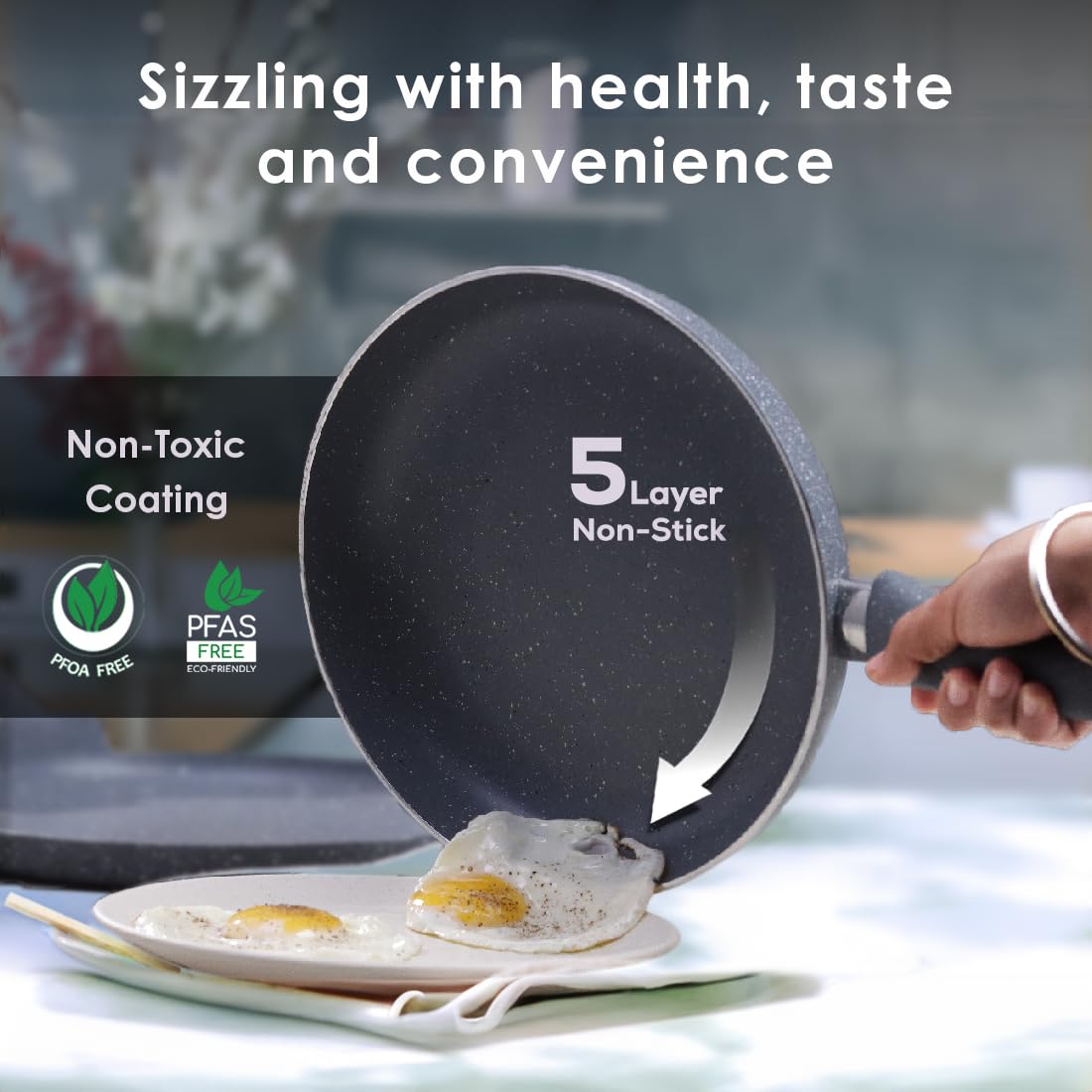 Wonderchef Aluminium Granite Frying Pan | Grey | 20cm | 1 Liter