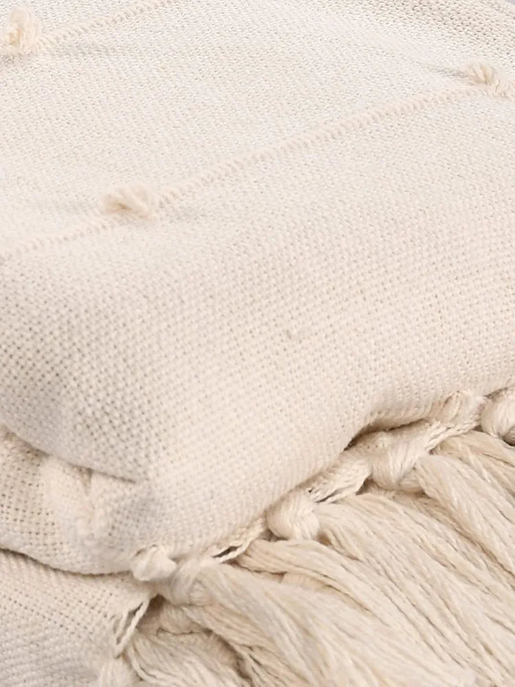 Sashaa World Cotton Throw Bedcover Super Soft & Breathable Colour Natural/Cream