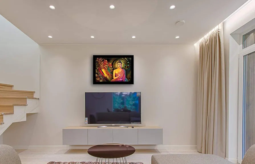 Lifehaxtore Enlighten Buddha Art Framed Painting Meditating Buddha