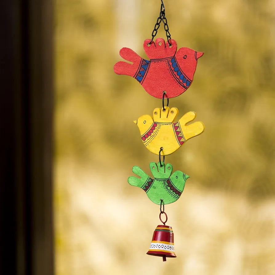 ExclusiveLane Birds and Bell Wind Chimes Multicoloured Standard