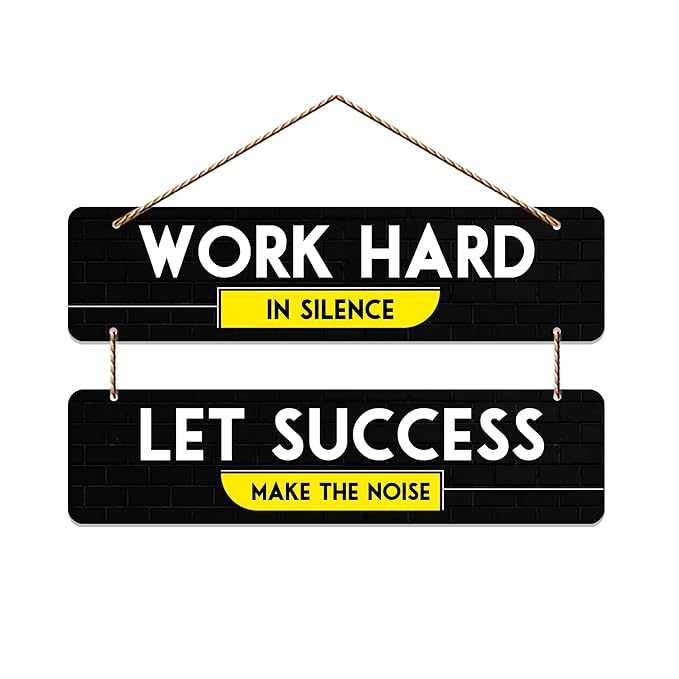 Artvibes Work Hard Motivational Quote Wall Hanger for Home Decor | Office | Set of 2