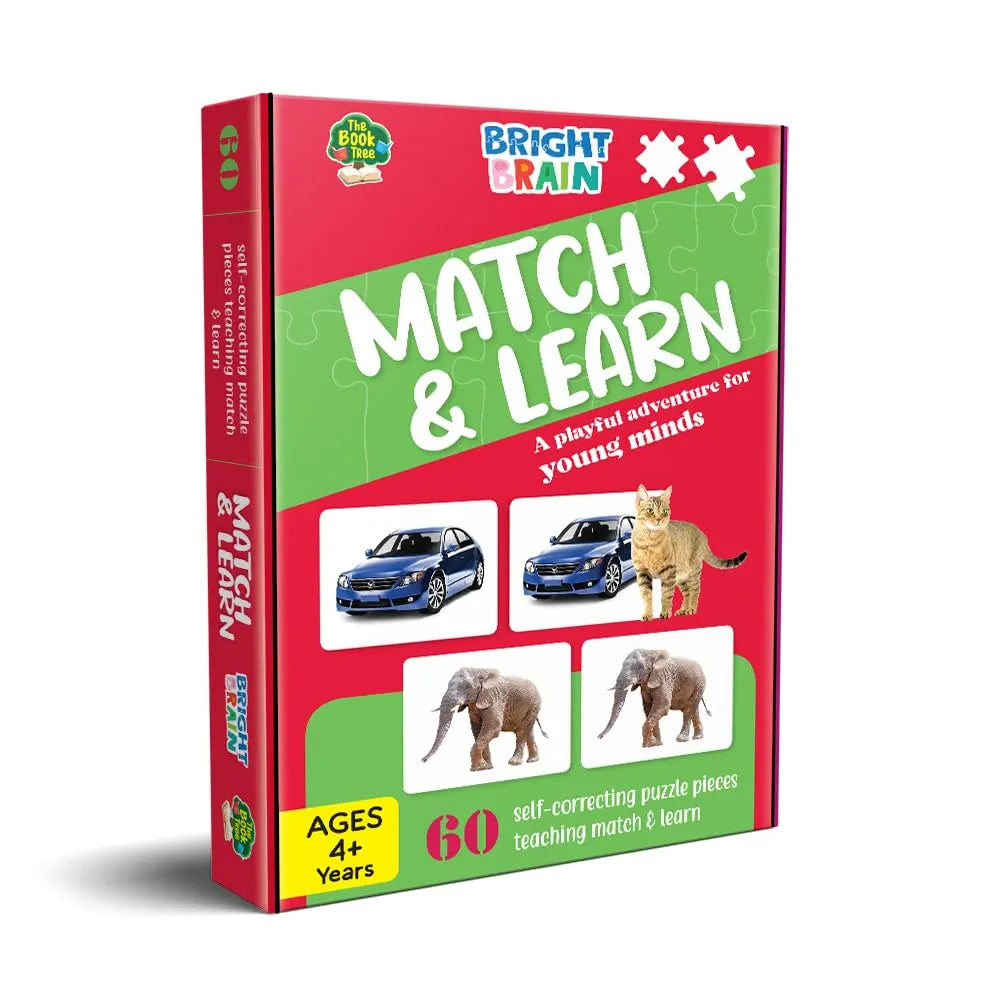 The Book Tree Bright Brain Match and Learn 60 Piece  Jigsaw Puzzle for Preschoolers, Educational Toy for Learning Picture Matching, Gifts for Kids Ages 3 to 6 by Majestic Book Club