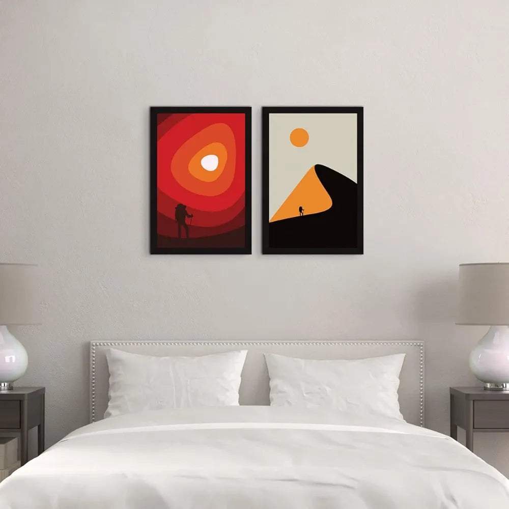 ArtX Paper Aesthetic Wall Decor Paintings with Frame AXII-16-ABS Set Of 2