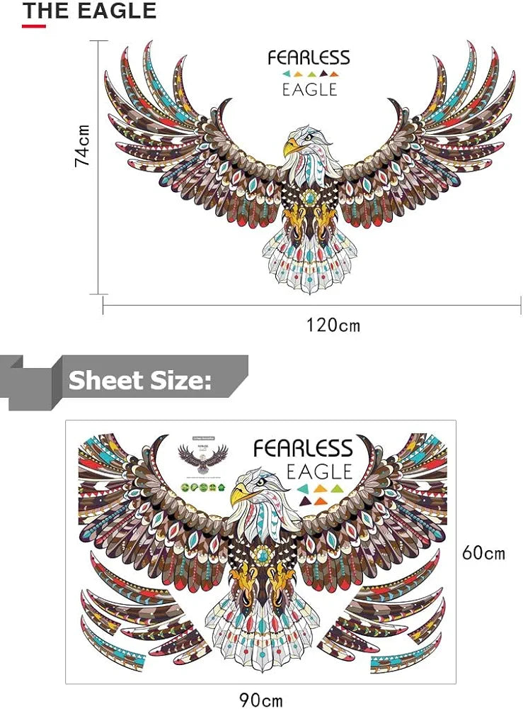 Jaamso Royals New Eagle Wings Large Pvc Vinyl Self Adhesive Wall Sticker for Home