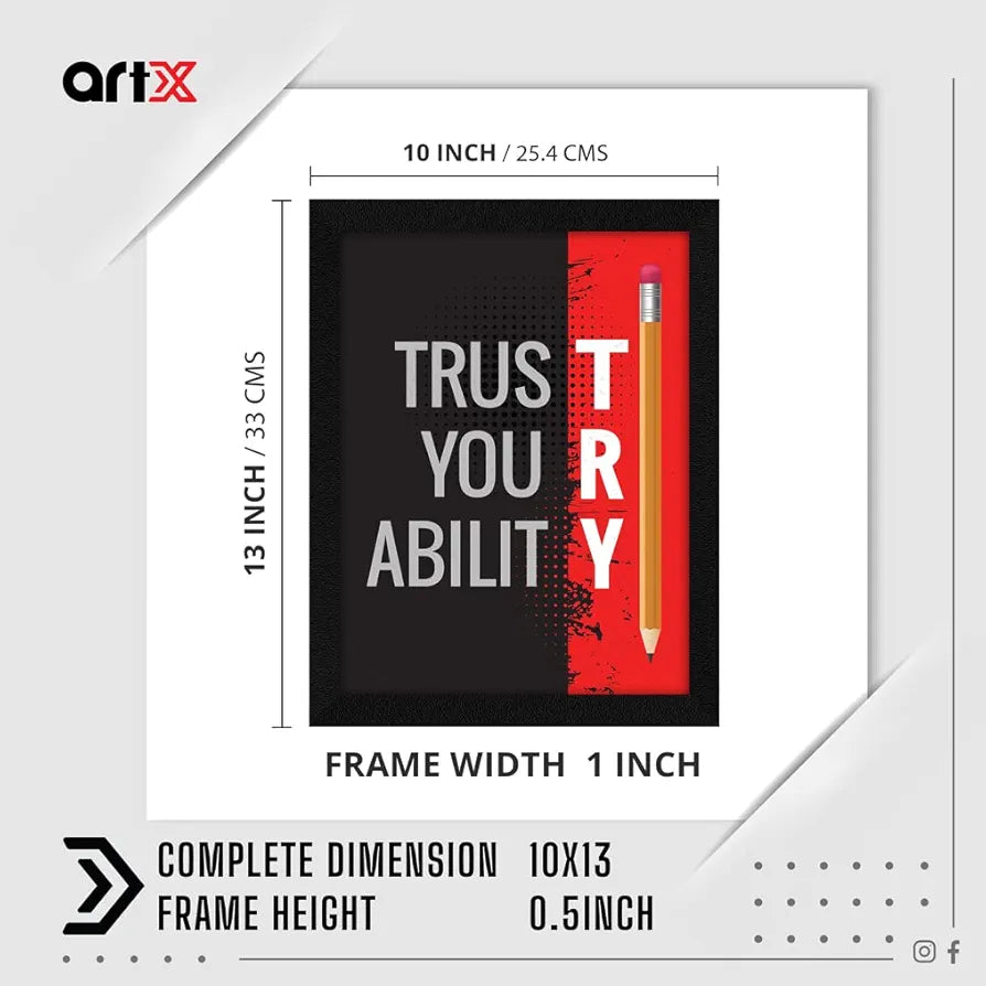 ArtX Paper Inspirational Quote Trust Your Ability Wall Art Painting