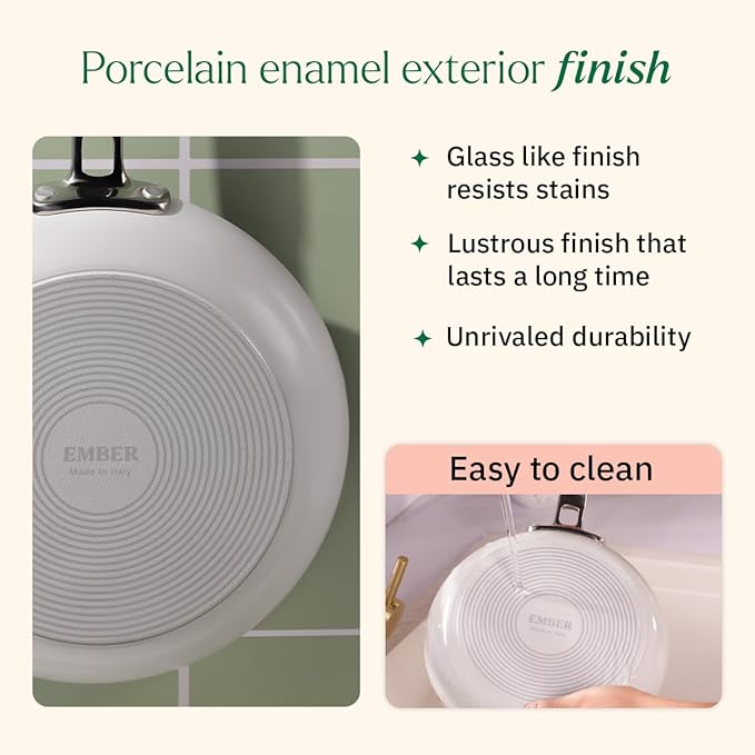 Ember Cookware Arcilla Ceramic Non-stick Egg Pan 20cm | Stainless Steel Handle | Blue