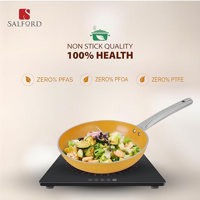 Salford Forged Ceramic Frypan With Tubular Ss Handle, Induction & Gas Ready | Mustard Yellow | 240mm | 1.85 Litre