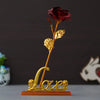 Golden Red Rose Flower with Love Showpiece
