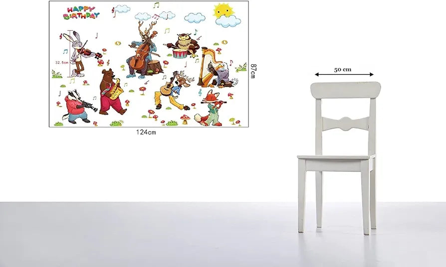 Jaamso Royals Multicolor Zoo Animal Bear Wall Sticker Waterproof and Removable Sticker Zoo Animal Bear Wall Sticker