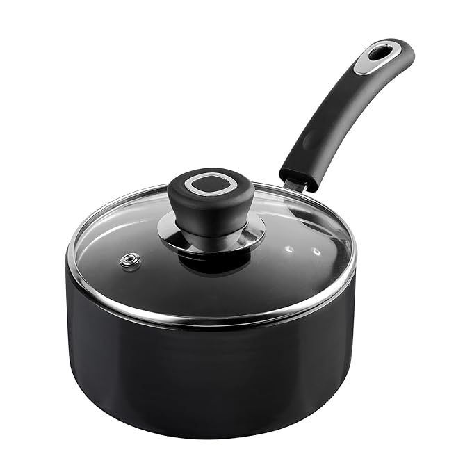 Vinod Hanos Hard Anodised Non Stick Saucepan with Lid - 1.7 Litre, 16 cm | 3.25mm Thick | 5X Long Lasting