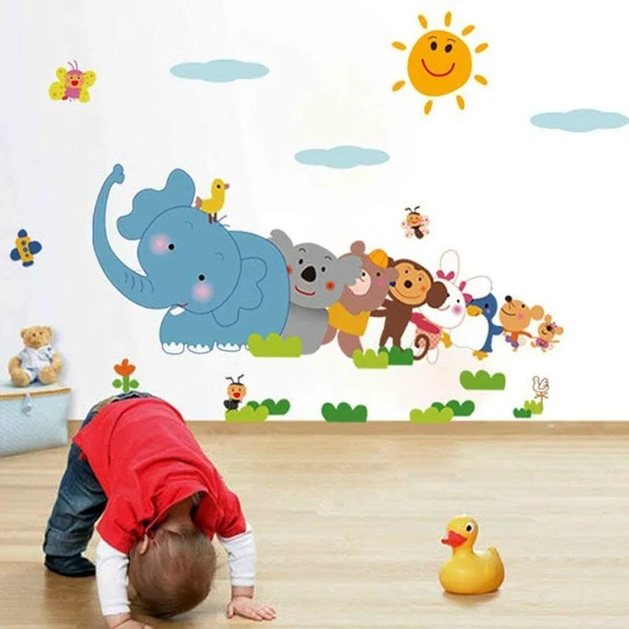 Decals Design Jungle Cartoon Cute Animals Wall Sticker