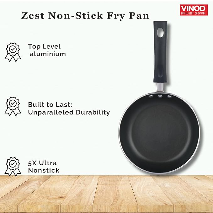 Vinod Zest Inducto Aluminium Non Stick Frypan - 20 cm | 3mm Extra Thick | 3 Layer Coating