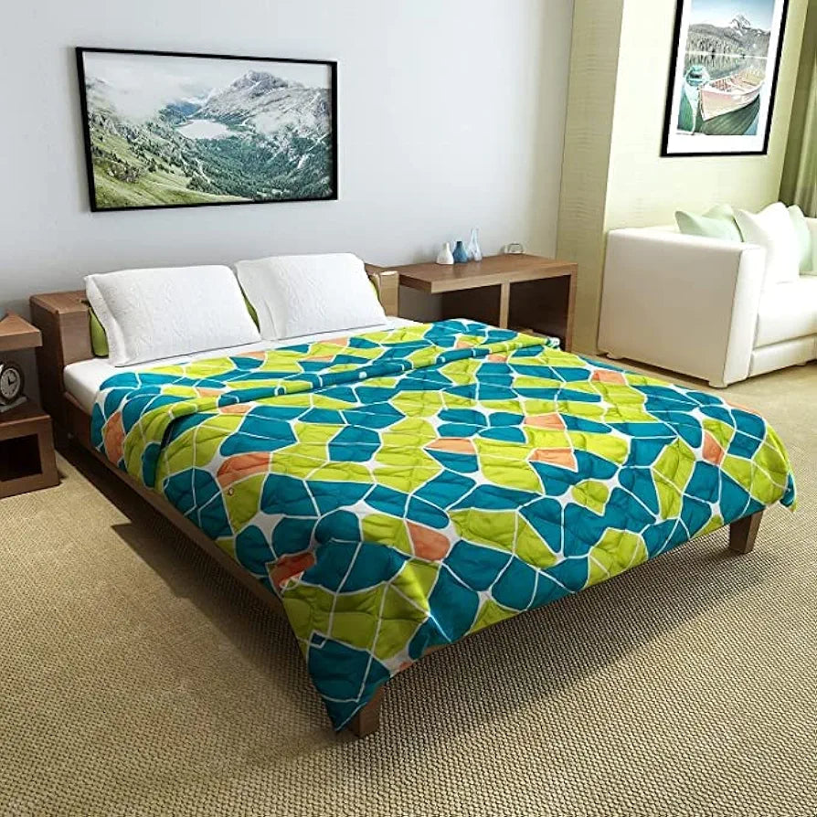Divine Casa Microfiber 150 GSM Reversible Double Bed Comforter Ultra Soft & Lightweight Blanket Colour Acid Lime