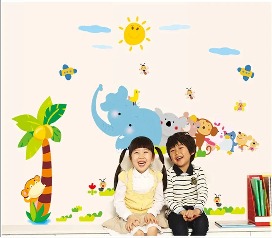 Jaamso Royals Cartoon Animal Jungle Vinyl Peel and Stick Decorative Wall Sticker