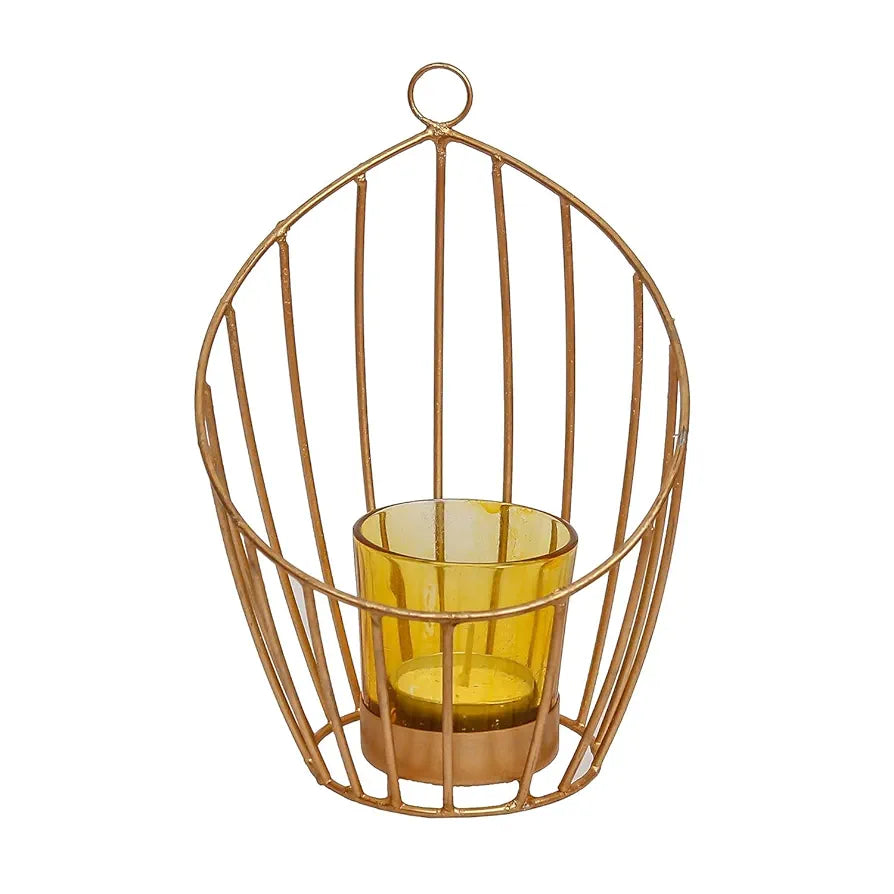 Webelkart Gold Plated Colour tealight Candle Holder with Flower Vine- Diwali Candle Holder