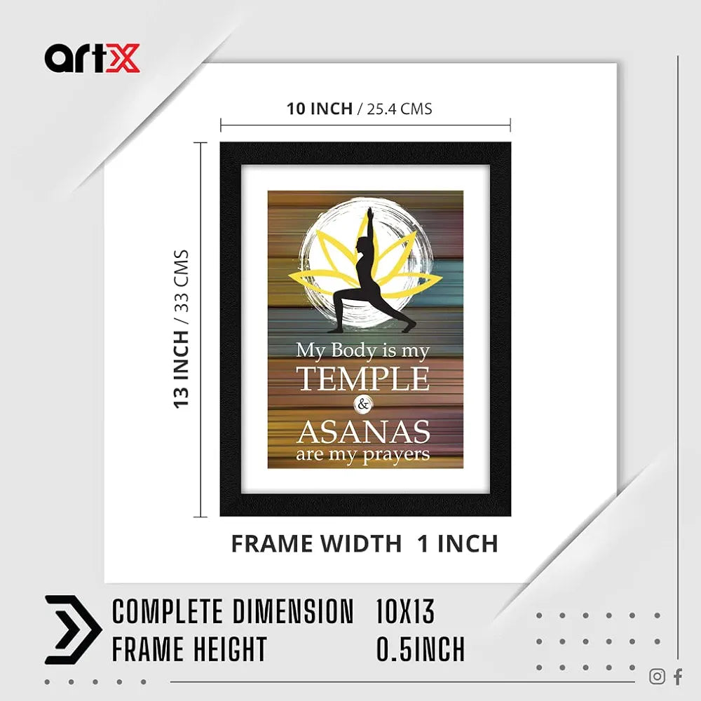 ArtX Paper Yoga Asanas Health Quote Wall Frame Art Painting Multicolor