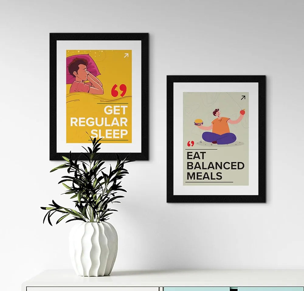 ArtX Paper Big Health Quotes Wall Frame Art PaintingAXF00117-MOT Set of 4