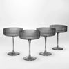Anko Australia 200ml Ribbed Champagne Coupe Set of 4 | Cocktail Glasses | Grey