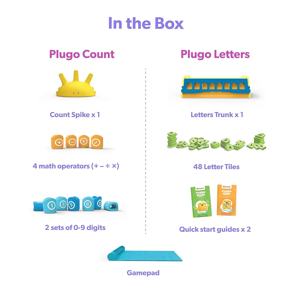 PlayShifu Plugo Learners Pack AR-Powered STEM Toys for Kids - Math Learning Kit and Alphabet Tiles Game Set with 15 Interactive Games and 500+ Fun Learning Levels 