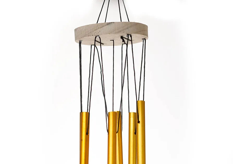 Tej Gifts Feng Shui Metal Wind Chime with 6 Golden Pipes