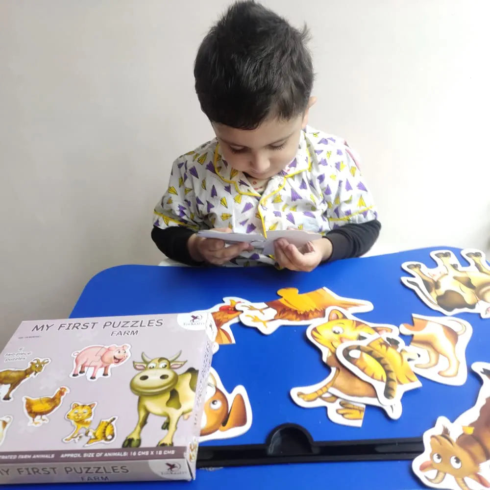 TOYKRAFTT 2 Piece Floor Puzzles for Kids Age of 2 Years Above, Chunky Pieces, Educational Toys for Toddlers, My First Farm Animal Puzzles