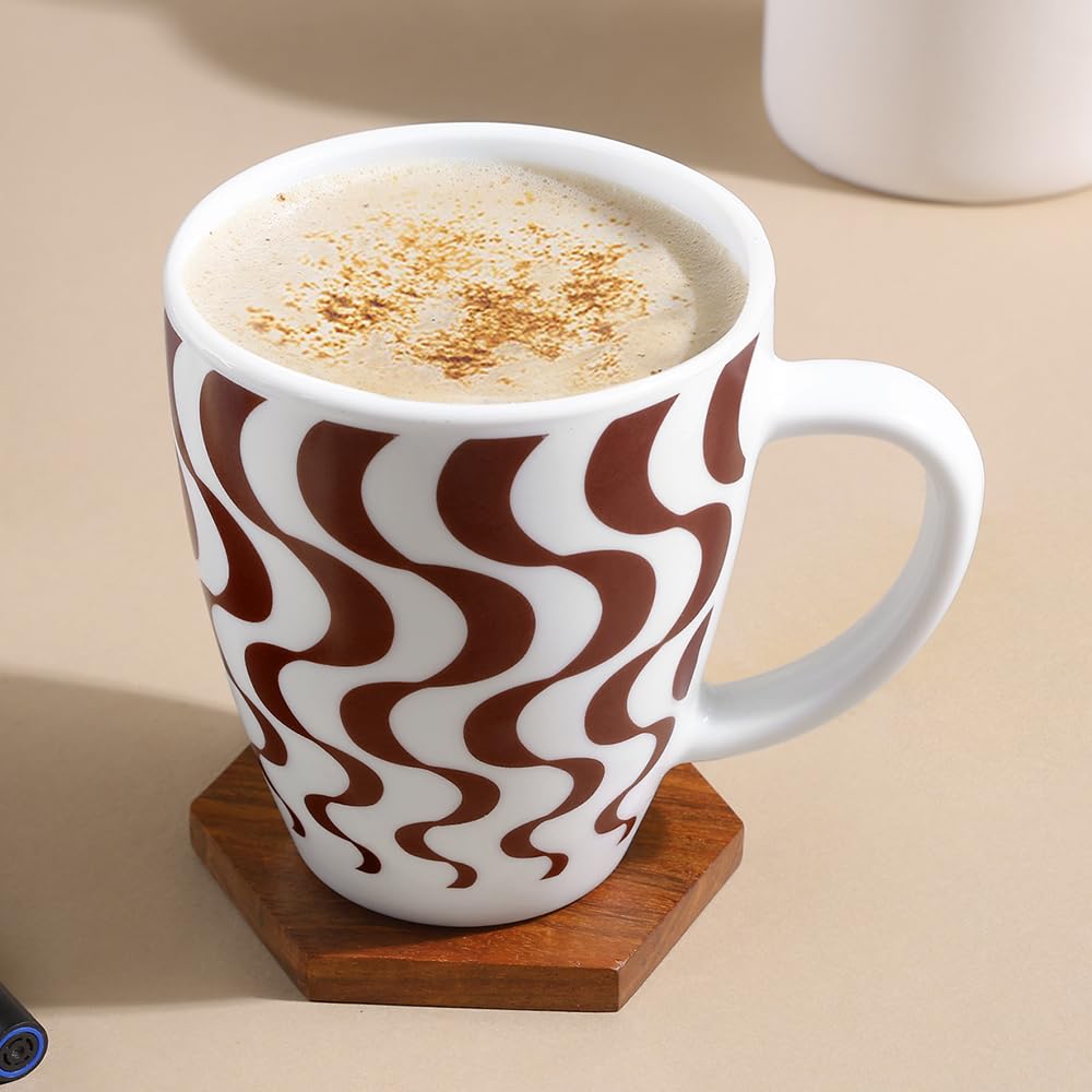 Larah by Borosil Waves Brown 390 Ml Mug | Set of 2