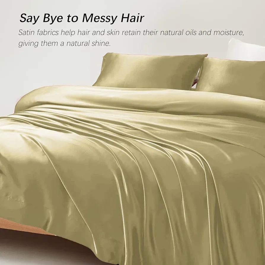 Cloth Fusion Satin Bedsheet for King Size Bed Set of 1 & 2 Pillow Covers H603 115 TC Beige