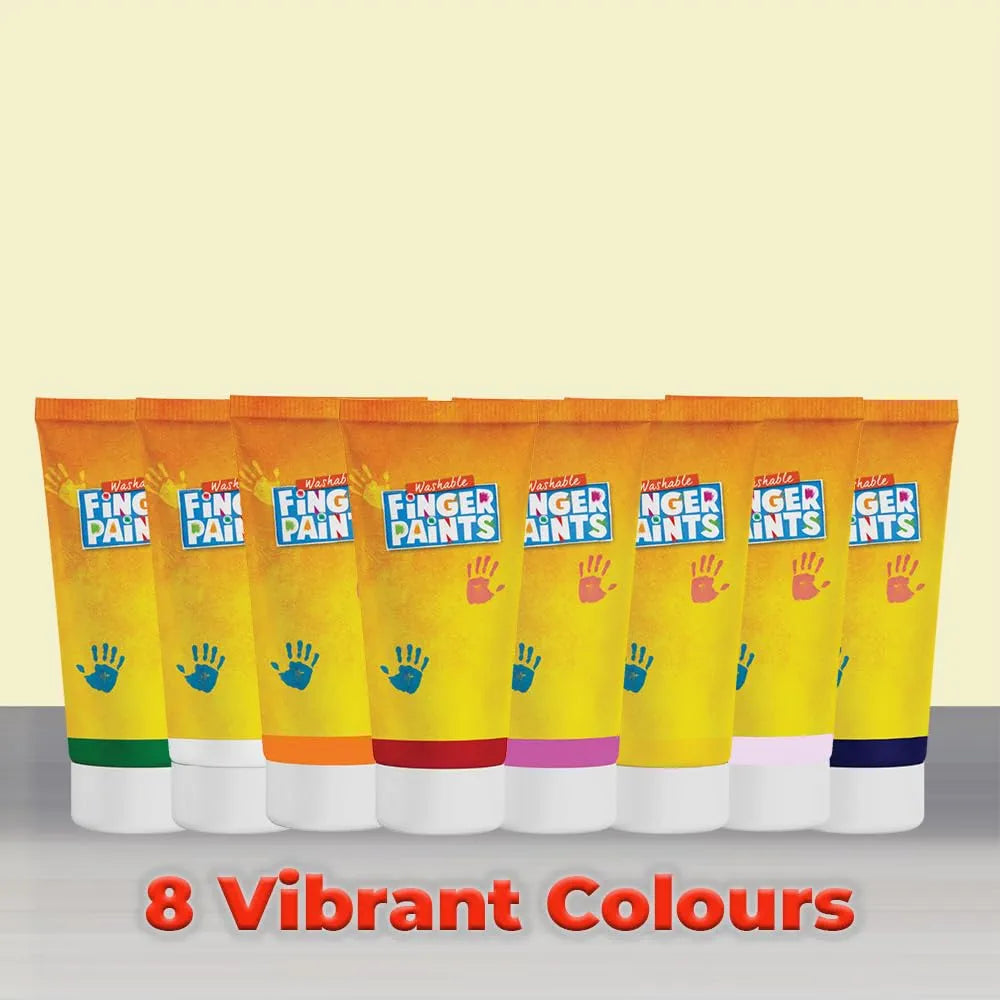 TOYKRAFTT Finger Painting for Toddlers, 4-in-1 Activity Toys for 2+ Year Old, Non Toxic Child Safe Colours for Kids, Gift for 2 to 5 Year Olds, Finger Painting Mega Kit