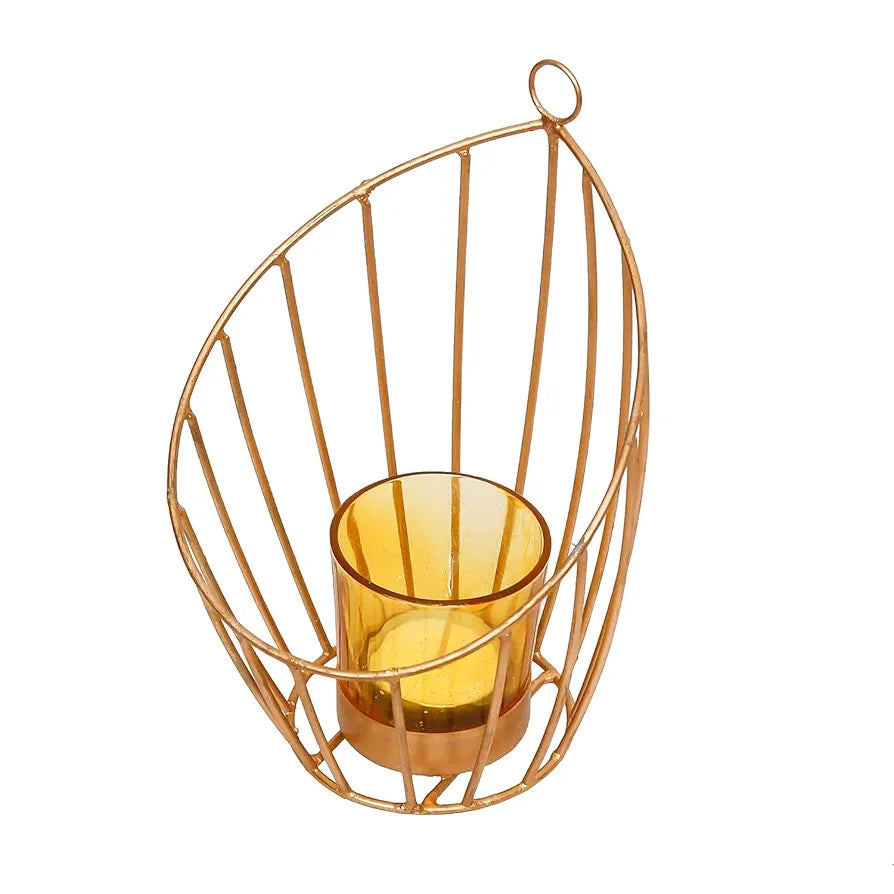 Webelkart Gold Plated Colour tealight Candle Holder with Flower Vine- Diwali Candle Holder