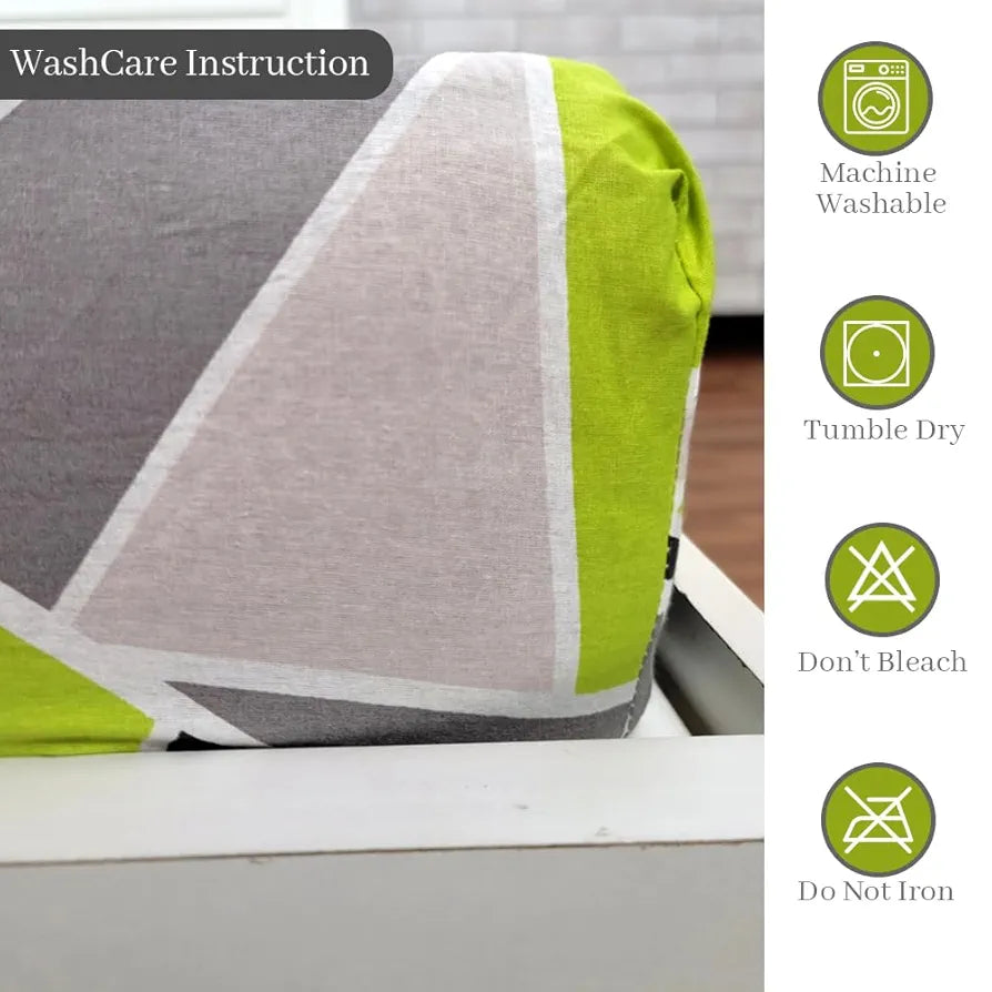 Divine Casa 144 TC 100% Cotton Abstract Print Green Super Soft Bedsheet Elastic Fitted King Size Bed Colour Jolly Green