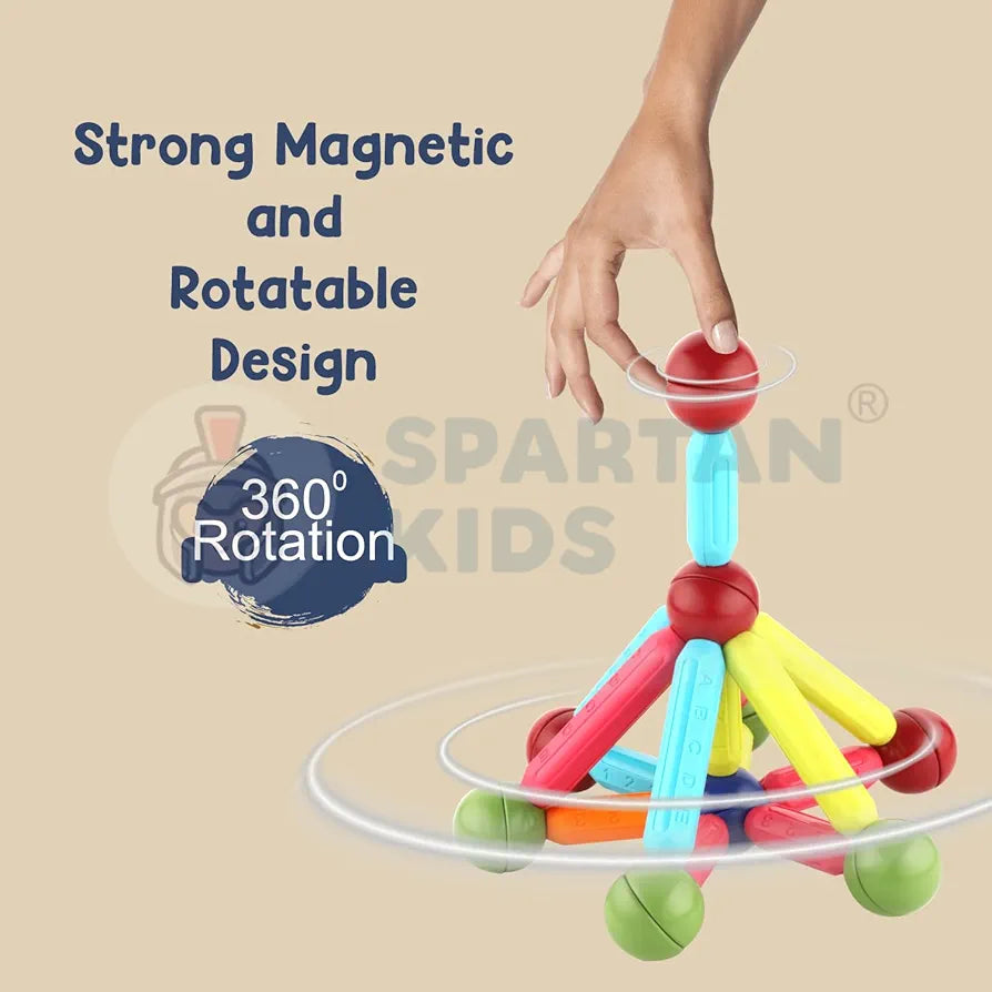 SPARTAN KIDS Magnetic Building Sticks Blocks  Learning Sticks and Balls, Educational Magnet Building Blocks, Activities Toys for Toddlers, for 3+ Years Old
