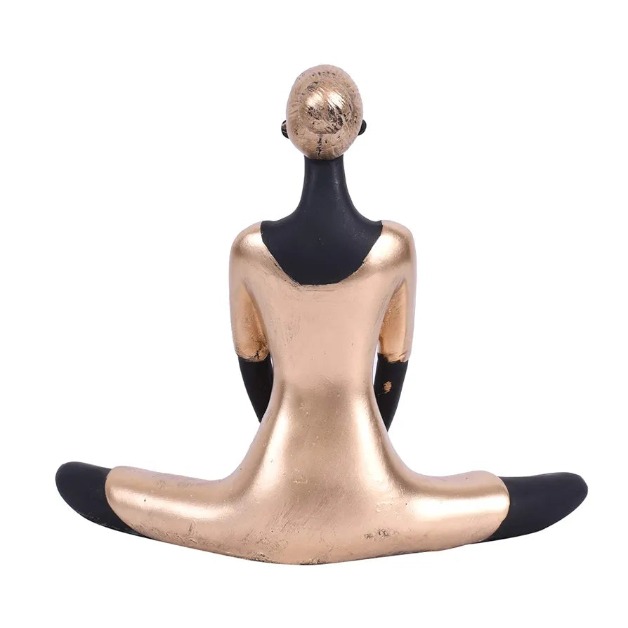 Jaipur Ace Yoga Lady Polyresin Face Black Gold Themed Statue Creative Abstract Design Art Figurine Yoga Lady (Black Gold)