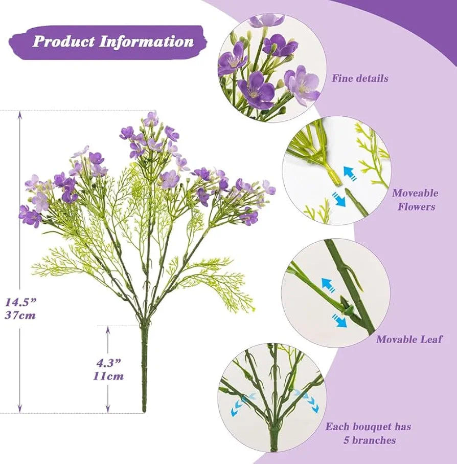 2 Pcs Artificial Flowers Bunch Milan Baby Breath 35cm Artificial Faux Gypsophila Bouquets Flower2