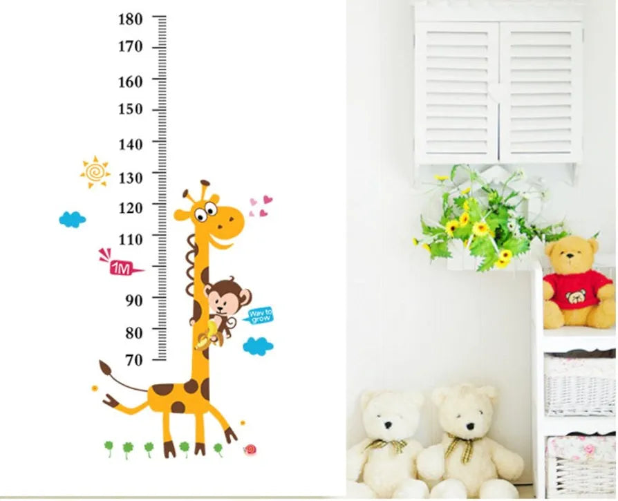 Decals Design Kids Giraffe Height Chart Wall Sticker Multicolour