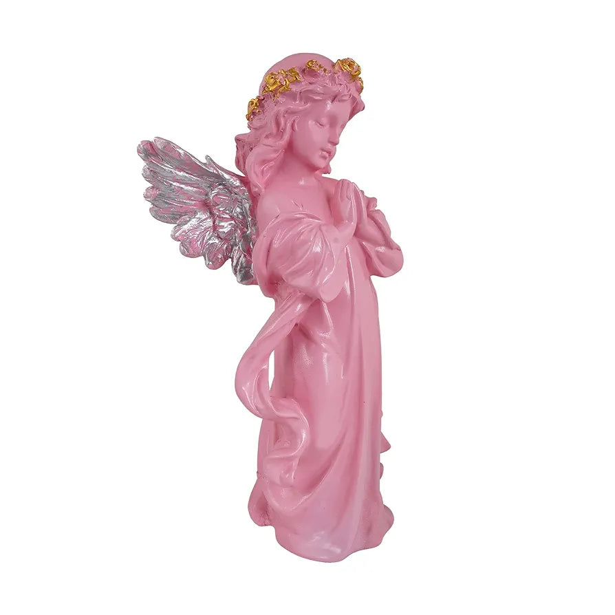 Zart Praying  Angel Girl Silver Winged Showpiece for Home Decor Showpiece