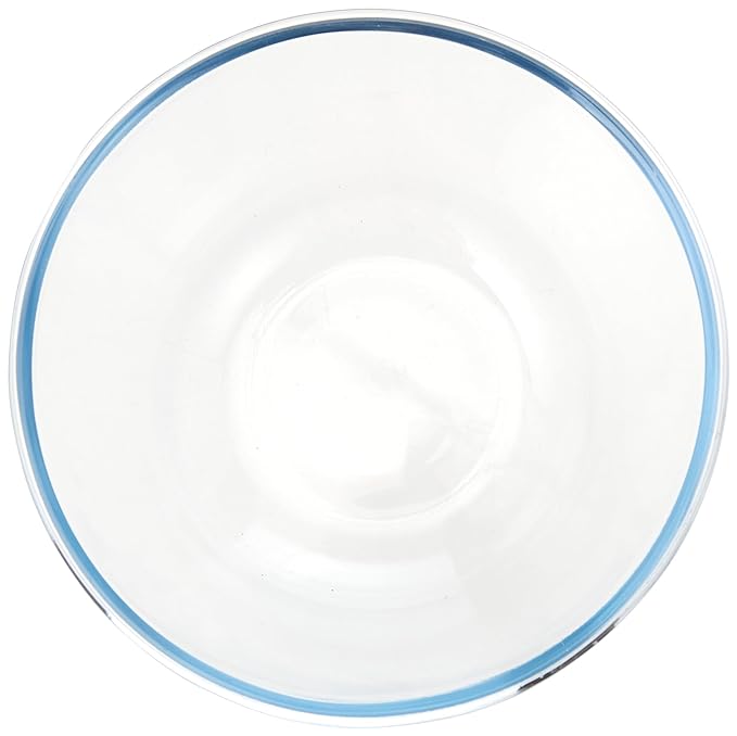 Borosil Basic Glass Mixing & Serving Bowls With Blue Lid | Microwave Safe Bowls | Set of 1 | 1.3 Litres